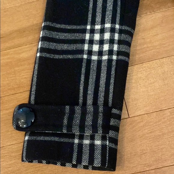 Express Black & White Plaid Belted Tailored Coat | Classic Fall Winter - Picture 4 of 7